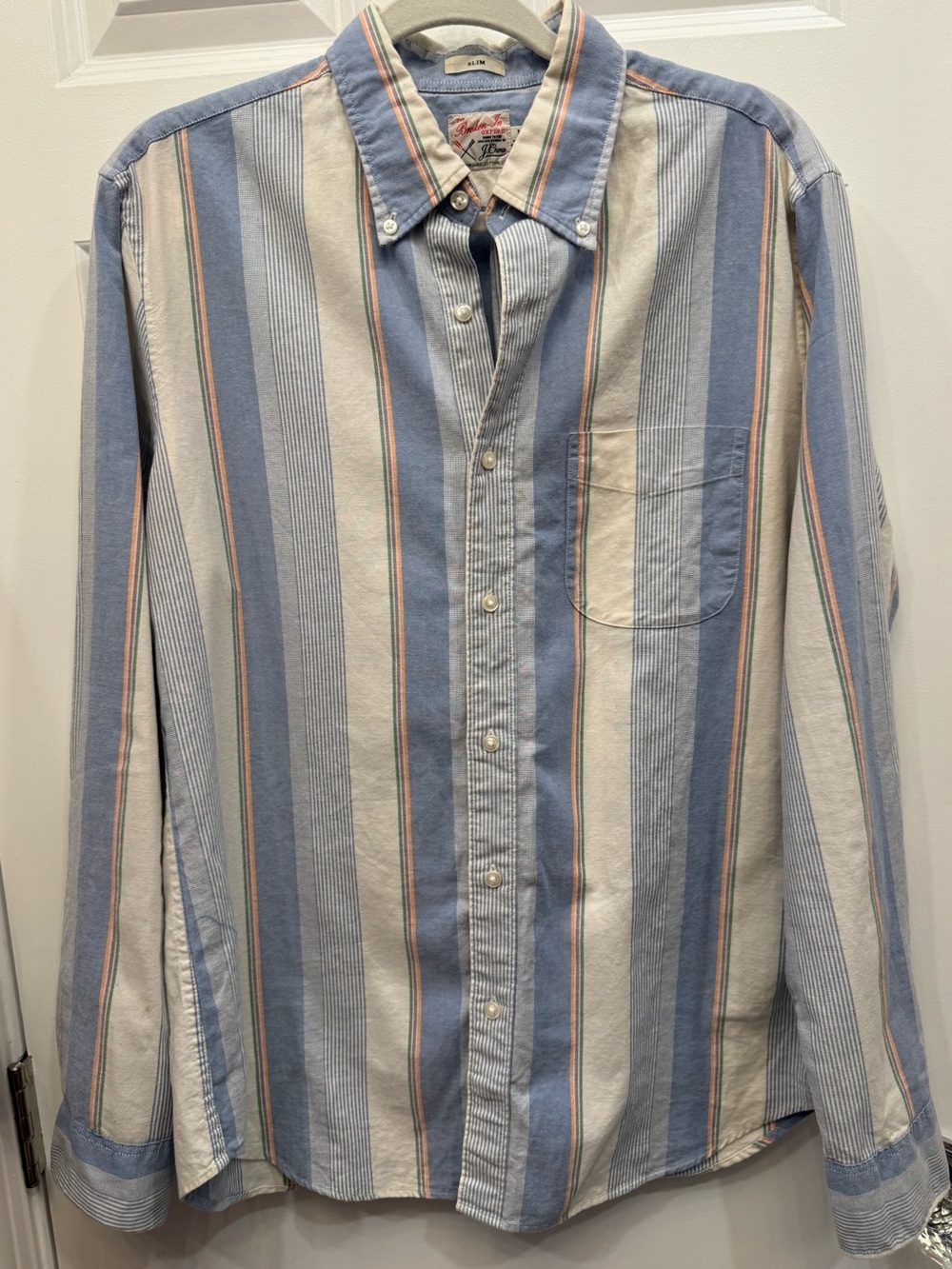 J. Crew Men's The Broken In Oxford Striped Button-Down Shirt Organic Cotton